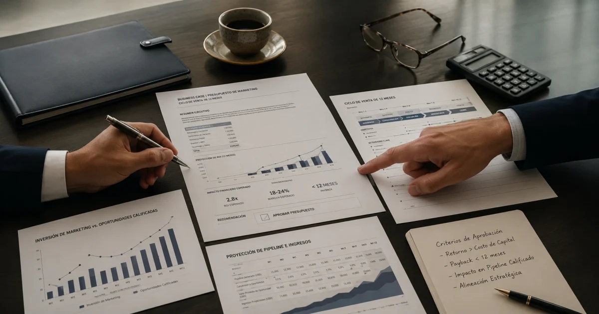 aprobar presupuesto marketing ante CFO